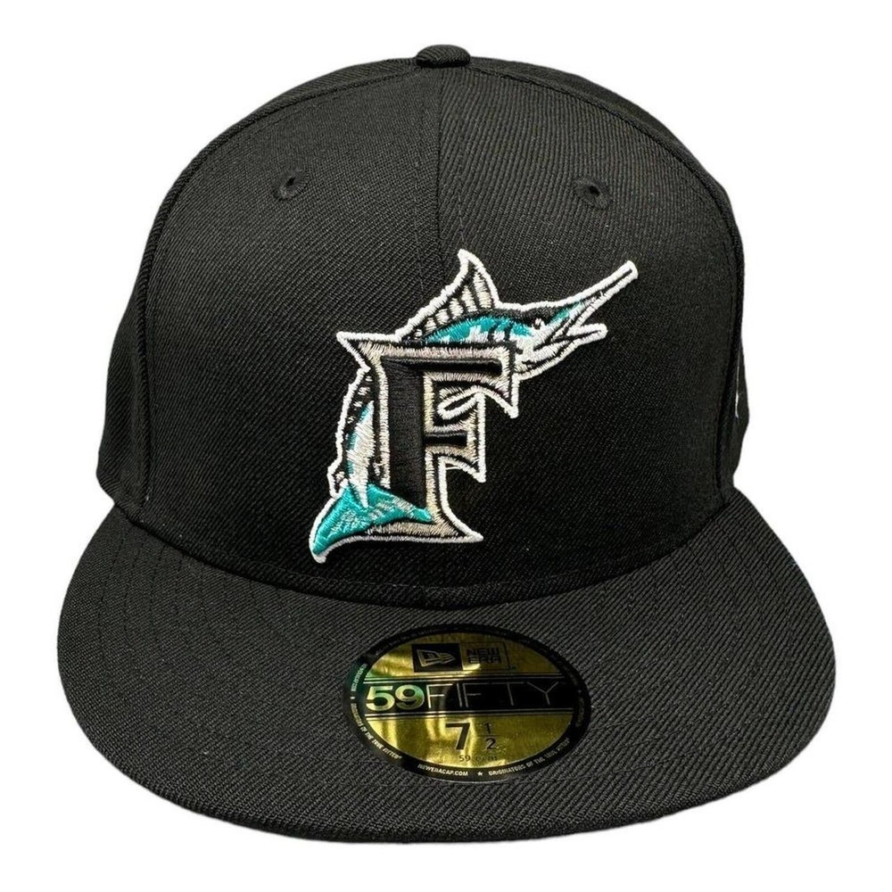 New Era Florida Marlins 1997 World Series 59FIFTY Fitted Hat Black Teal Sz 7 1/2